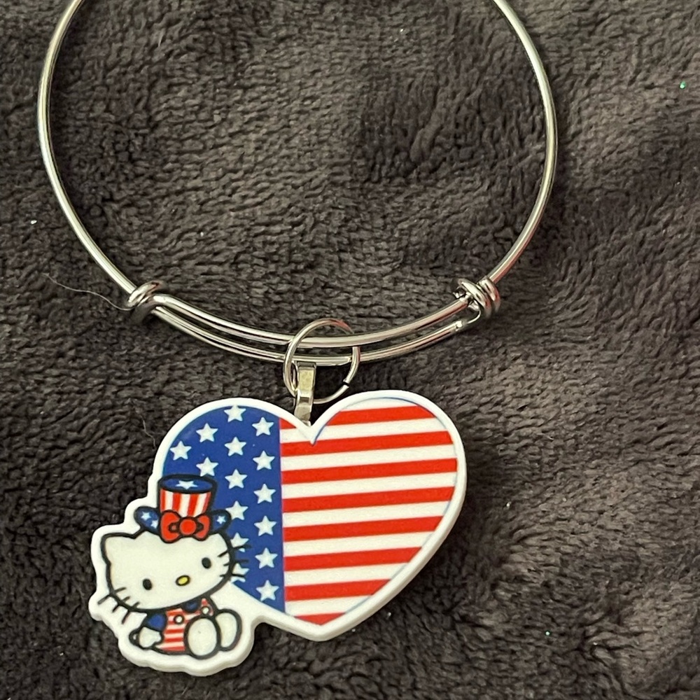 Hello Kitty American Flag Heart Bracelet